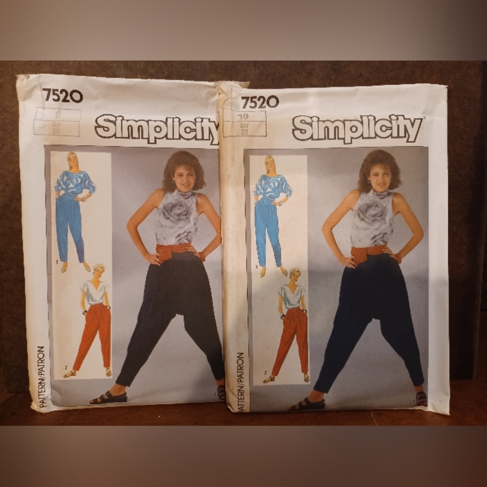 Vintage Simplicity #7520 Sewing Pattern/ Uncut/ Misses Pants....